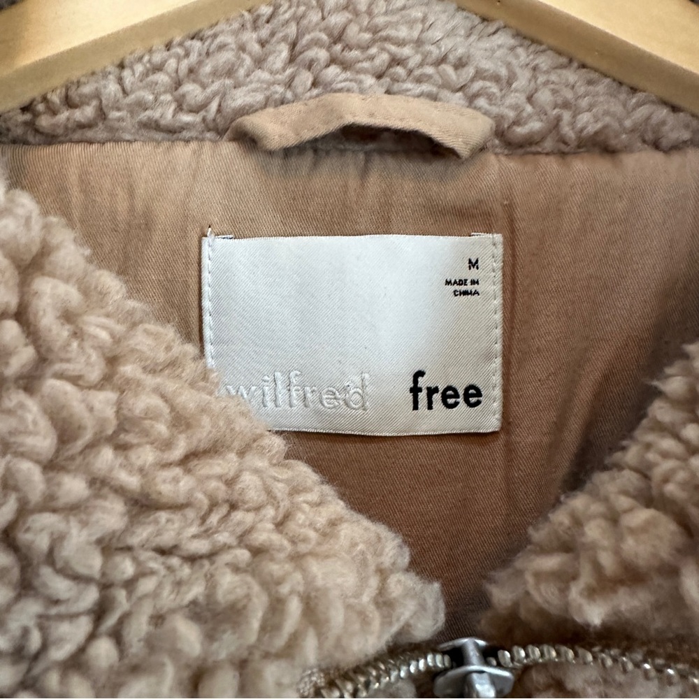 Wilfred Free Teddy Sherpa Jacket Camel Tan Women’s Sz Medium - Picture 3 of 5